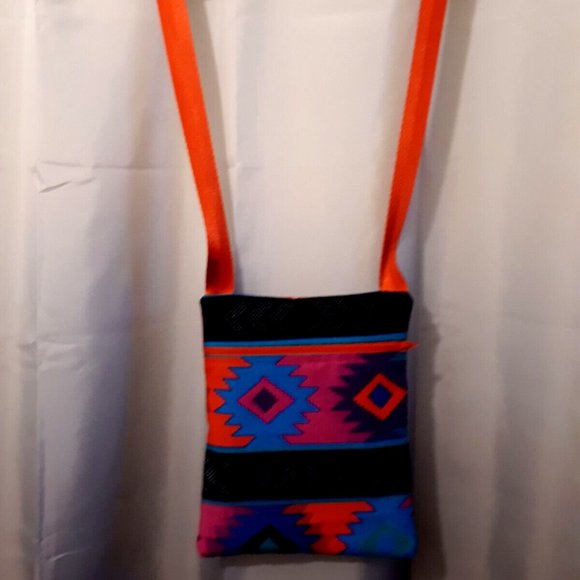 New Southwestern Aztec Crossbody Bag Sling Purse Red Blue Geometric Aztec - Picture 7 of 7